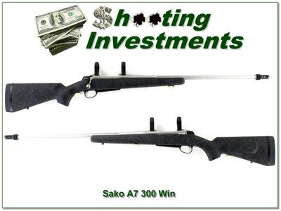 Sako A7 M 300 Win Mag 26” Stainless Rifle w Muzzlebrake and 30mm Rings Excellent - Image 1 of 4