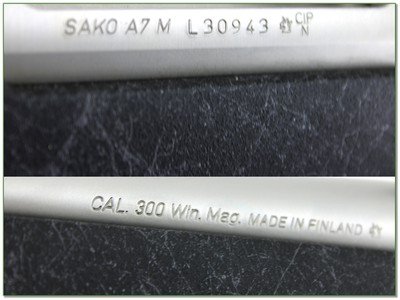 Sako A7 M 300 Win Mag 26” Stainless Rifle w Muzzlebrake and 30mm Rings Excellent - Image 4 of 4
