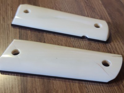 Ultra rare Narwhal Ivory 1911 grips, fracture repaired - Image 9 of 12
