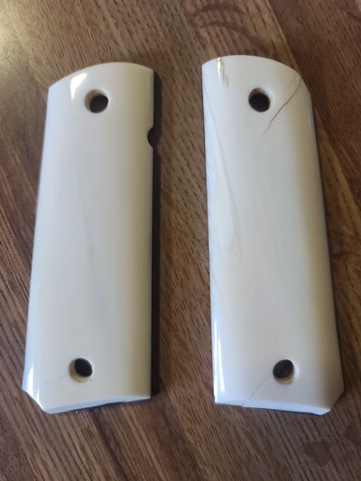 Ultra rare Narwhal Ivory 1911 grips, fracture repaired - Image 1 of 12