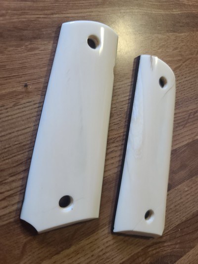 Ultra rare Narwhal Ivory 1911 grips, fracture repaired - Image 4 of 12