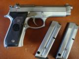 Beretta 92FS Stainless 9mm. with two 10 round clips - 1 of 7