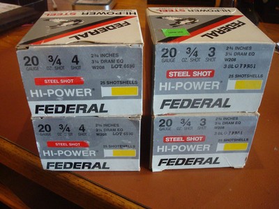 Federal 20 gauge Steel shot size 4 & 3. Four boxes - Image 1 of 1