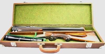 Borovnik Bockdrilling 12Ga / 5.6x61R Von Hofe X 22 Mag Scoped Cased 1966