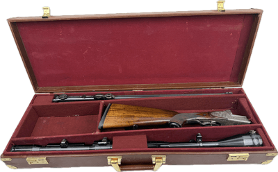 Sodia Double Rifle Drilling 16Ga / 7x65R x 222 Rem 2 Scopes Cased 1970 - Image 1 of 25