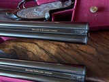 Holland & Holland Pair 28ga Royal Deluxe Grifnee engraved Self Opener Game Scene - 11 of 13