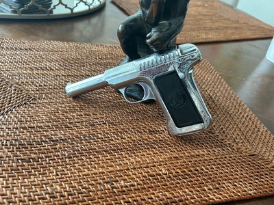 Savage 1907 Nickel Engraved .380 - Image 1 of 7