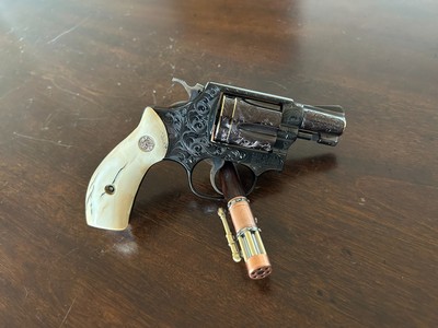 Engraved Smith & Wesson Model 36.38 Special Double Action Revolver - Image 3 of 8