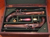 Replicationed Antique circa 1798 Flintlock .45 cal. English Blackpowder Dueling Pistol Cased Set. (Pedersoli) - 2 of 11