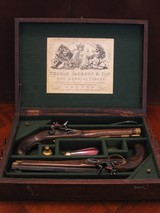 Replicationed Antique circa 1798 Flintlock .45 cal. English Blackpowder Dueling Pistol Cased Set. (Pedersoli) - 1 of 11