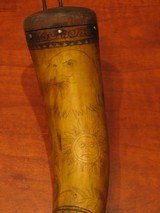 Recreated Antique Scrimshaw 1745 Black Powder Real Steer Colonial Powder Horn - 2 of 6