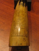 Antique Style Scrimshaw 1799 Nautical Tall Ship 15.5" Powder Horn - 2 of 6