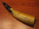 Antique Style Scrimshaw 1799 Nautical Tall Ship 15.5" Powder Horn - 1 of 6