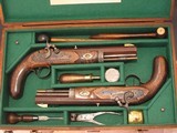 Antique Recreated English Style .50 cal. Black Powder Muzzle Loading Hawken Dueling Pistol Cased Set - 1 of 9