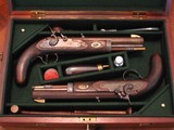 Recreated Antique Replica English Gentlemens .50 cal. Cap & Ball Blackpowder Dueling Pistol Cased Set - 1 of 7