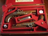 Recreated Antique .45 cal. ca.1855 Black Powder Percussion English Gentleman`s Traveling Pistol Cased Set - 10 of 12