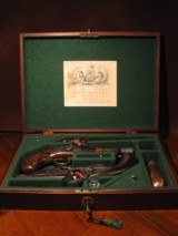Antique Recreated .45 Cal. Circa 1826 English Flintlock Joseph Manton Cased Dueling Pistol Set - 2 of 12