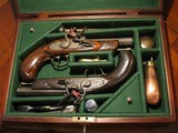 Antique Recreated .45 Cal. Circa 1826 English Flintlock Joseph Manton Cased Dueling Pistol Set - 1 of 12