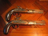 Recreated Antique English .50 cal. ca.1845 Joseph Manton Black Powder Dueling Pistol Cased Set - 4 of 10