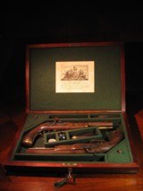 Antique Recreated ca.1835 Charles Moore .50 cal. Percussion Black powder English Gentleman`s Dueling Pistol Cased Set - 2 of 10