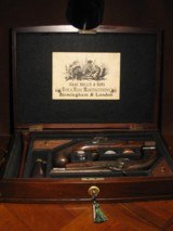 Antique Recreated ca.1850 .45 cal. Black Powder Muzzleloader English Gentleman`s Traveling Pocket Pistol Cased Set - 2 of 9