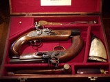 Recreated Antique .45 cal. circa 1789 English Gentleman`s FLINTLOCK Black Powder Dueling Pistol Cased Set