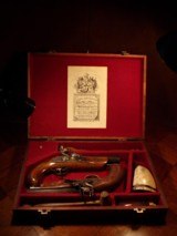 Recreated Antique .45 cal. English Gentleman`s FLINTLOCK Black Powder Muzzleloader Pocket Cased Pistol Set - 2 of 10