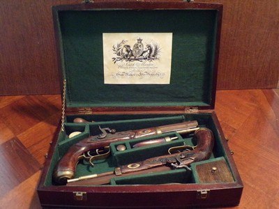 Antique Recreated Blackpowder.50 cal. English Gentleman`s ca.1845 Dueling Pistol Cased Set - Image 2 of 8