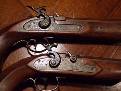 Antique Replication Black Powder.45 cal. ca.1845 English Genteman`s Dueling Pistol Cased Set - Image 6 of 9