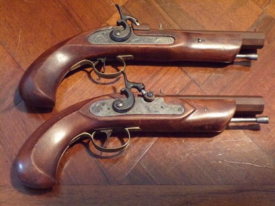 Antique Replication Black Powder.45 cal. ca.1845 English Genteman`s Dueling Pistol Cased Set - Image 4 of 9