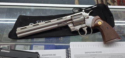 COLT PYTHON Factory NICKEL .357 Magnum Revolver with 8 inch barrel