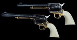 Engraved Consecutive Numbered Colt SAA .45 Colt Revolvers with Carved Ivory Grips - 2 of 20