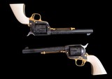 Engraved Consecutive Numbered Colt SAA .45 Colt Revolvers with Carved Ivory Grips - 3 of 20