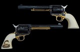 Engraved Consecutive Numbered Colt SAA .45 Colt Revolvers with Carved Ivory Grips - 10 of 20