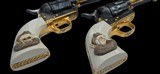 Engraved Consecutive Numbered Colt SAA .45 Colt Revolvers with Carved Ivory Grips - 5 of 20