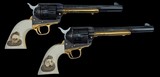 Engraved Consecutive Numbered Colt SAA .45 Colt Revolvers with Carved Ivory Grips