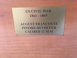 Civil War - August Francotte - 12 mm Pinfire Revolver.- Cased - 2 of 4