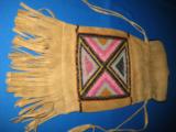 Mandan Sioux Beaded Tobacco Bag circa 1900 Original - 3 of 10