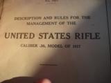 U.S. Model 1917 Rifle WW1 Ordnance Dept. Manual Original dated 1918 - 3 of 11