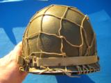 U.S. WW2 Model M1 Combat Helmet Swivel Bail Front Seam w/Netting Unit Marked - 3 of 14