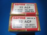 Norma 32 ACP 2 Full Boxes New Old Stock - 2 of 4