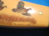 Custom Bird & Trout Knife by Robert Earl Barber Ivory Scrimshaw w/sheath - 3 of 16