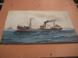 Alexander Harwood Painting The Steam Trawler John Fitzgerald - 1 of 8