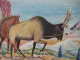 Harry G. Bentz Painting Oil on Board Montana Folk Art - 4 of 7