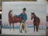 Harry G. Bentz Original Oil Painting Montana Folk Art - 1 of 8