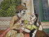 Antique India Mughal Miniature Painting Royal Couple in Palace on Ivory circa 1850 - 2 of 6
