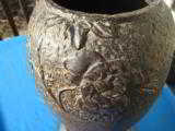 Chinese Qing Dynasty Cast Iron Vase with Roses & Butterflies Signed - 11 of 15