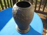 Chinese Qing Dynasty Cast Iron Vase with Roses & Butterflies Signed - 1 of 15
