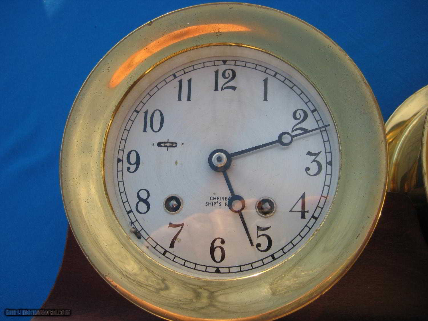 Ship's Bell Clock – Traditional Mahogany Base – 4 1/2 – Chelsea Clock