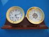 Chelsea Ships Bell Clock & Barometer w/Original Mahogany Stand